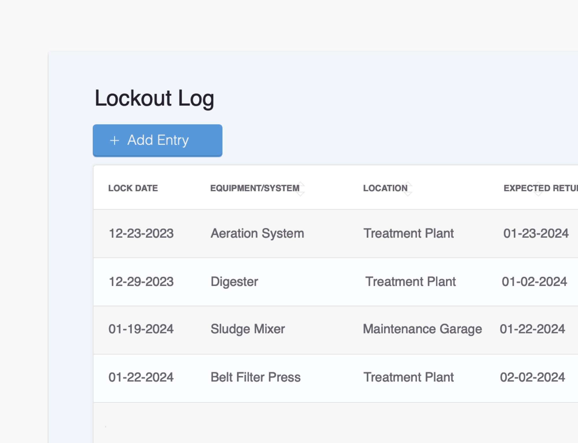 Application screenshot showing lockout log.