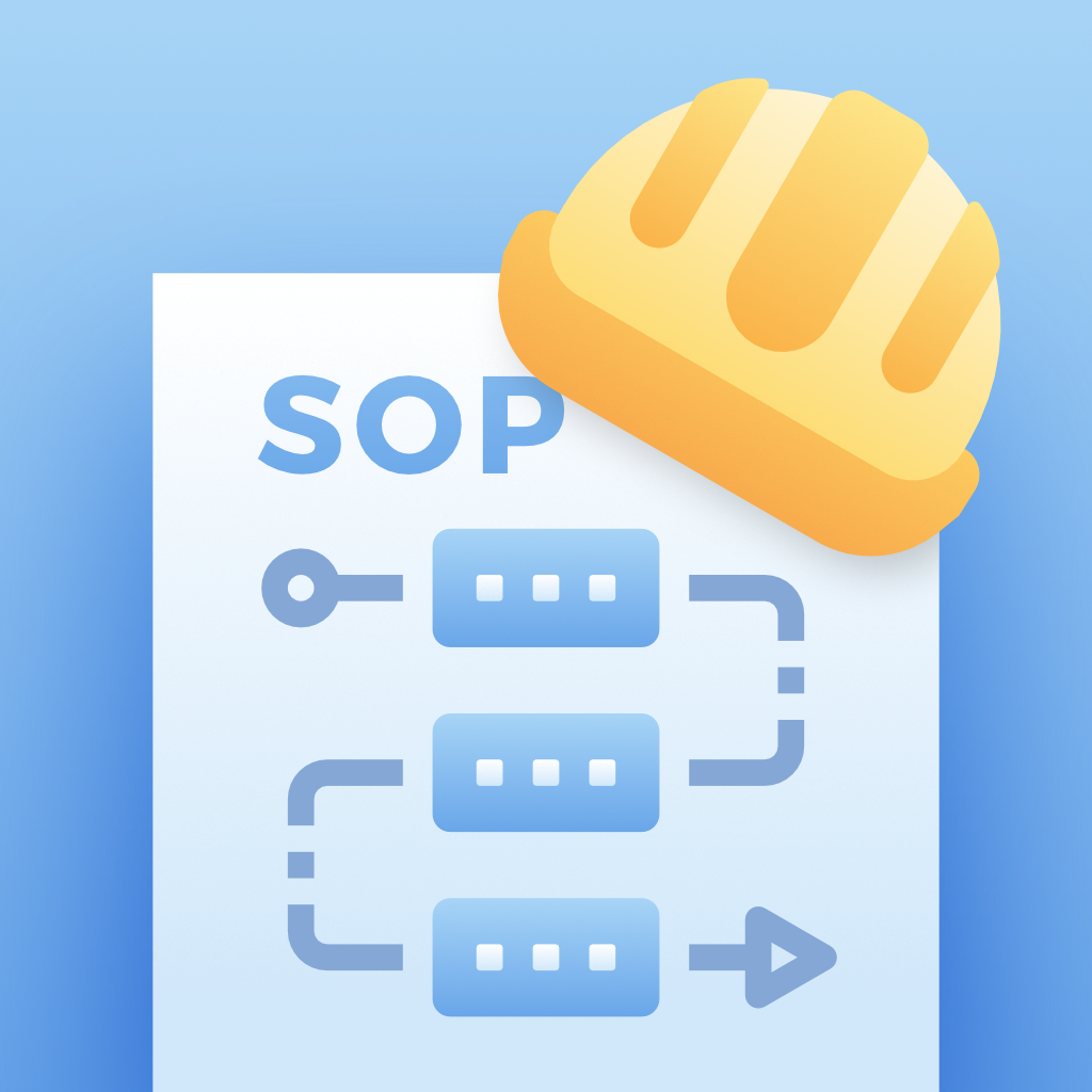 Smart SOP log with graphical image of SOP and a construction hardhat.