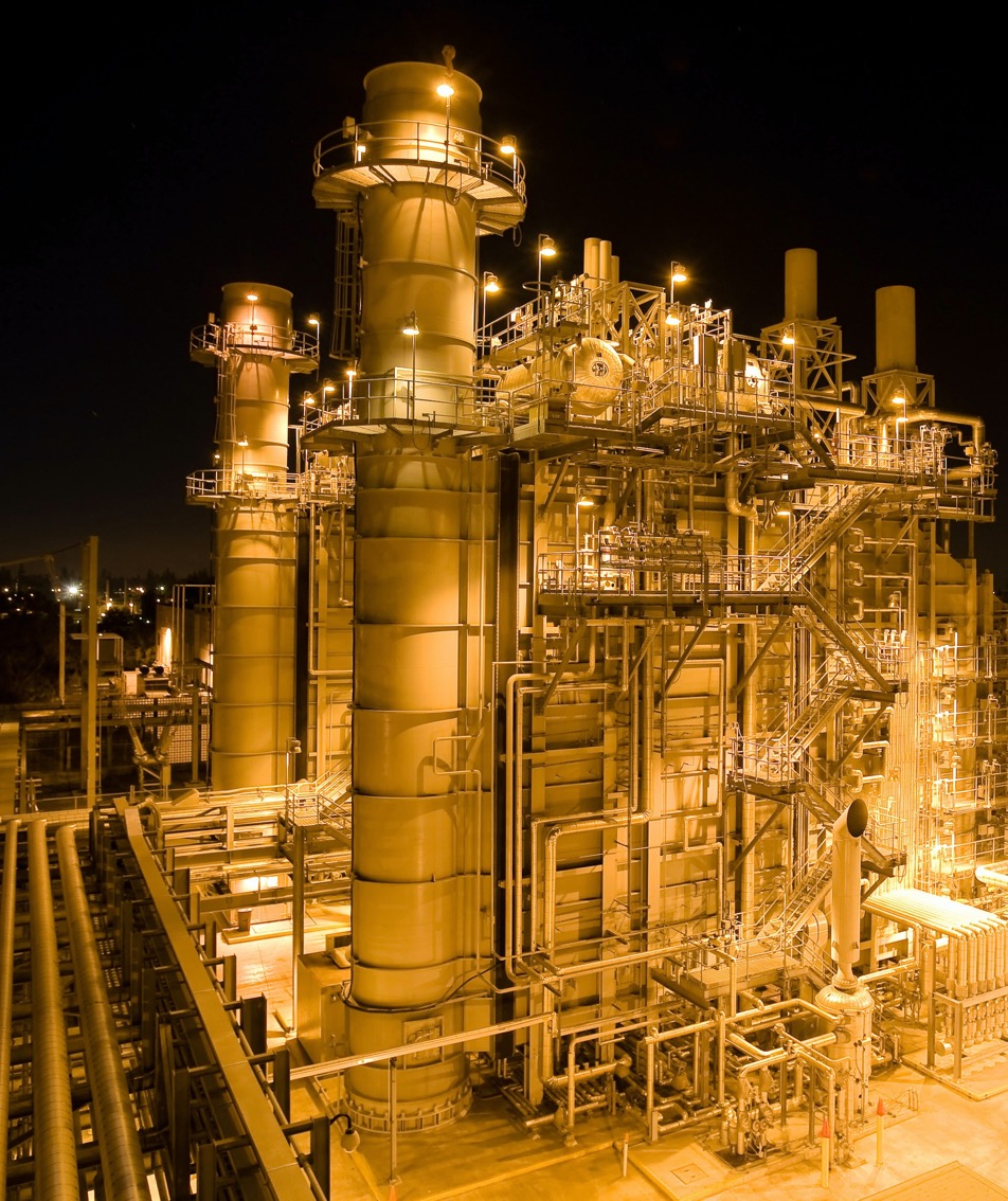 Photo of refinery at night